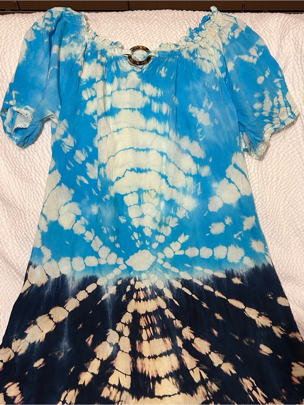Shoreline Blue and White Tie-Dye Mini Dress